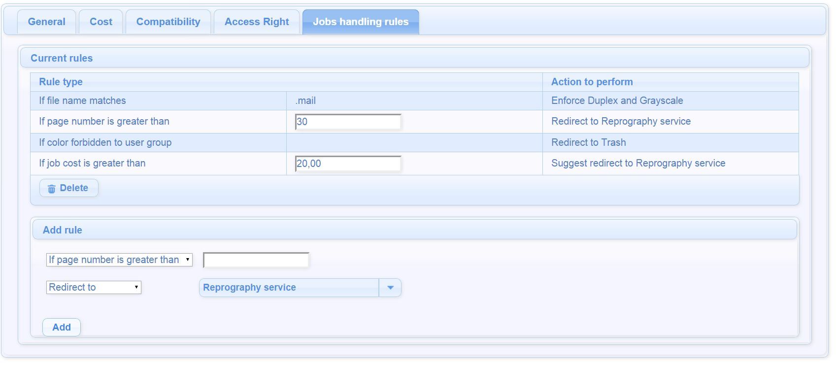 Rules Gespage redirection