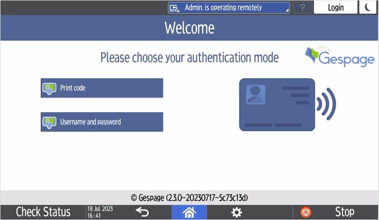 Ricoh Embedded terminal-Authentication methods